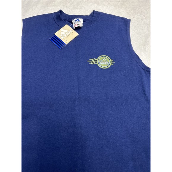 Deadstock Vintage 90s Adidas Navy Blue Sleeveless T-Shirt Men's Size Small NWT - Picture 2 of 7